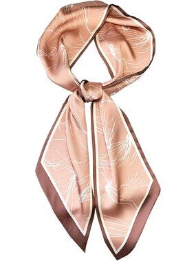 Women's Pink Printed Square Headscarf Bandanas Hair Scarf Neck Scarves